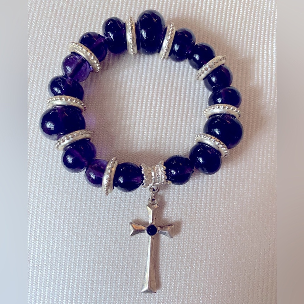 Purple and silver bracelet.